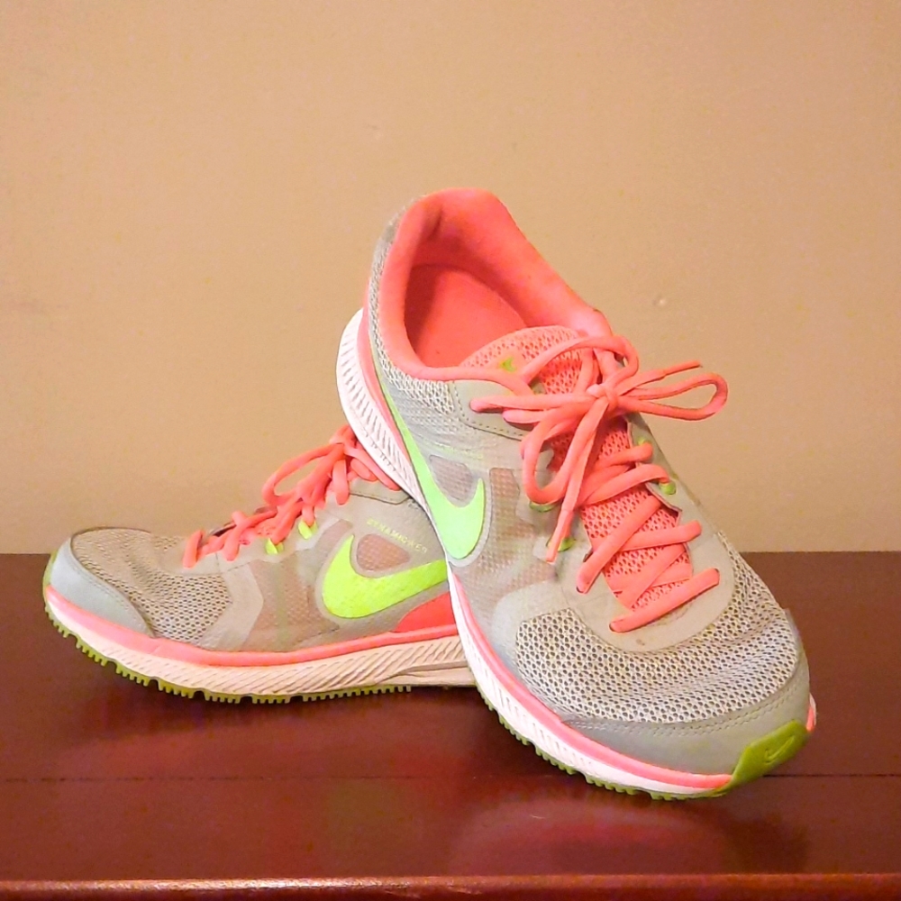 Nike coral and gray, women's size 9 running shoes